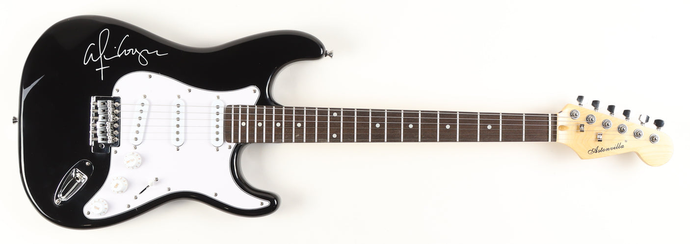 Glossy Black & White Alice Cooper Signed Full-Size Electric Guitar (Beckett)