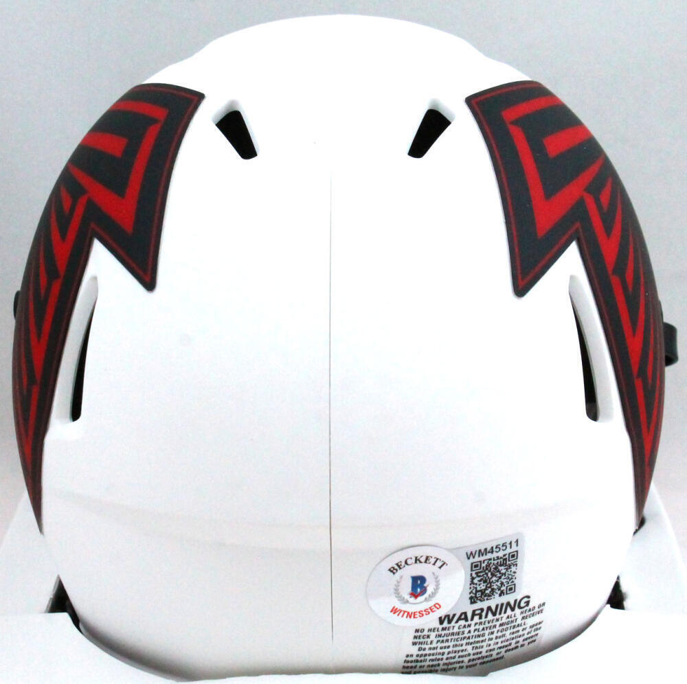 Deion Sanders Autographed Atlanta Falcons Lunar Mini Helmet- Beckett W Holo *Red