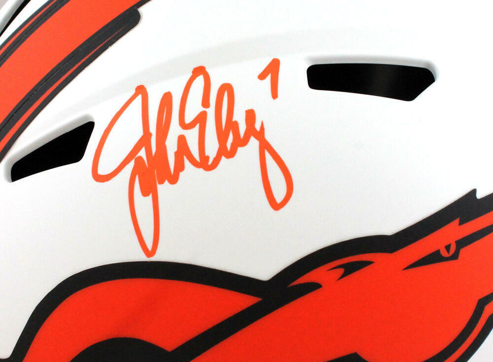 John Elway Autographed Denver Broncos Lunar Speed F/S Helmet- Beckett W *Orange