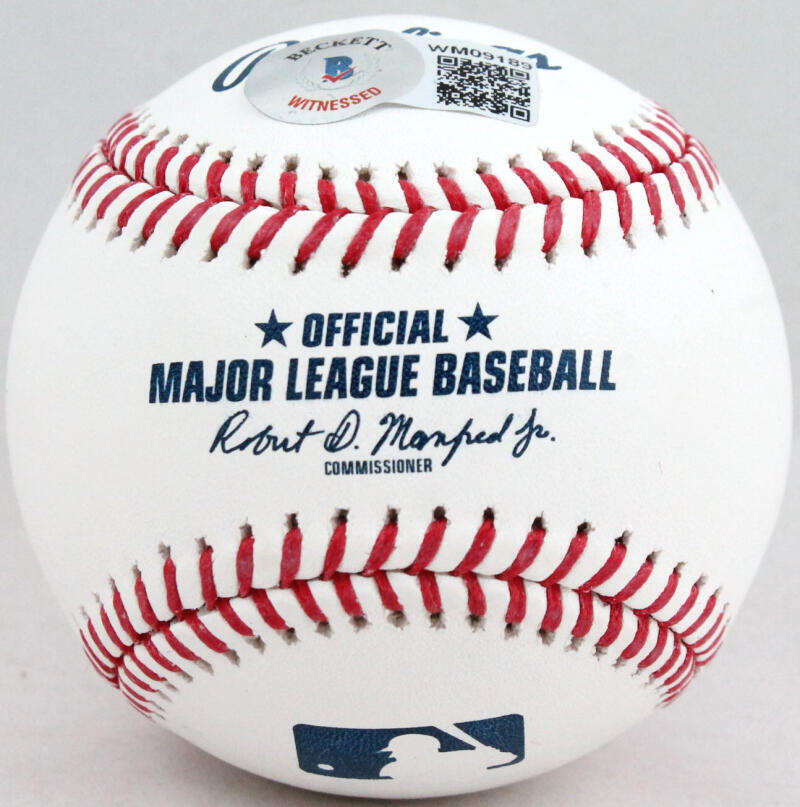 Ronald Acuna Autographed Rawlings OML Baseball w/ 2018 NL ROY/ # - Beckett W *Bl