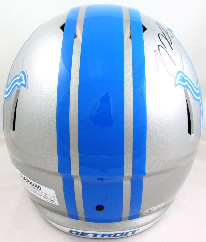 TJ Hockenson Autographed Detroit Lions F/S Speed Helmet- Beckett W Holo *Black