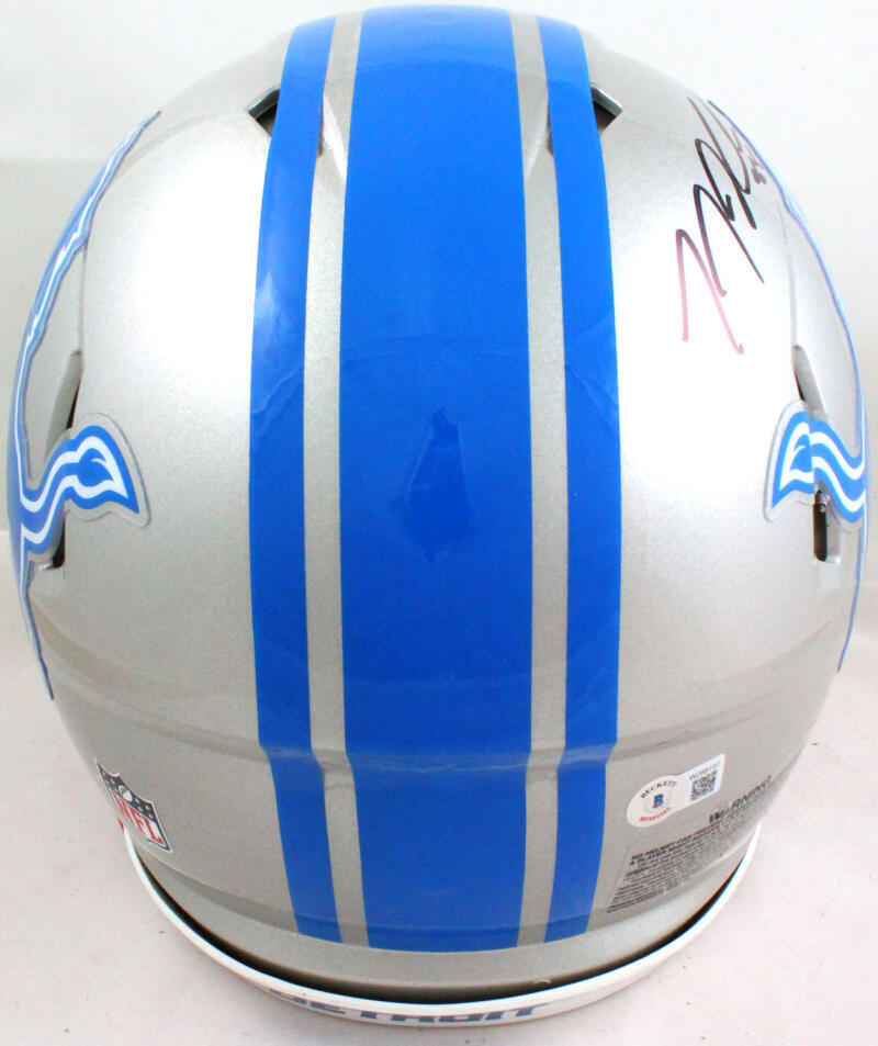 TJ Hockenson Signed Detroit Lions F/S Speed Authentic Helmet- Beckett W *Black