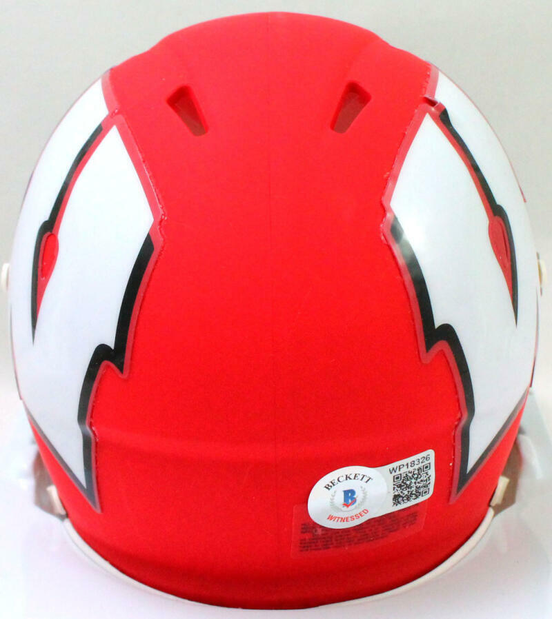 T.J. Watt Signed Wisconsin Badgers AMP Speed Mini Helmet- Beckett W Holo *White