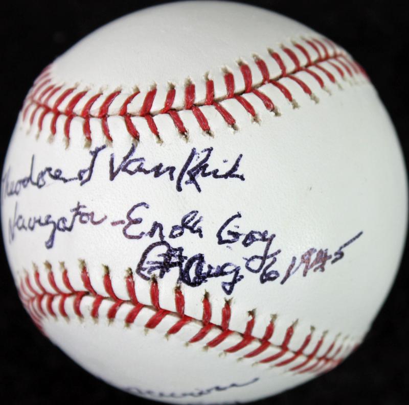 Theodore Van Kirk - Navigator Enola Gay Crew Signed OML Baseball JSA #I30597