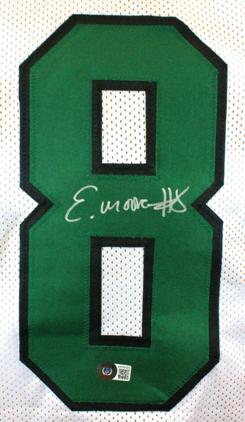 Elijah Moore Autographed White Pro Style Jersey - Beckett W Hologram *Silver