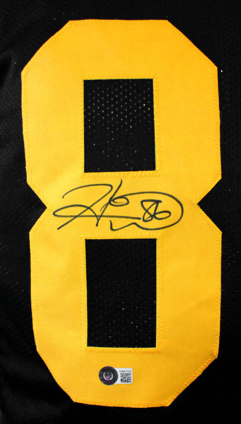 Hines Ward Signed Black w/ Yellow # Pro Style Jersey-BeckettW Hologram *Black *8