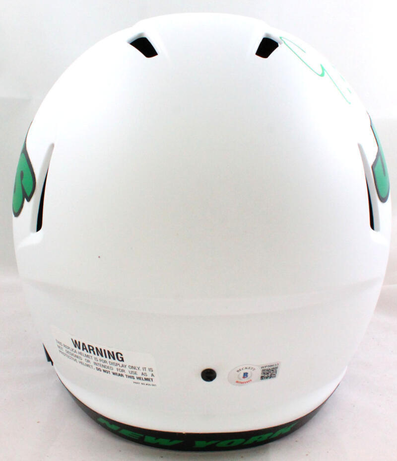Elijah Moore Autographed NY Jets F/S Lunar Speed Helmet-Beckett W Holo *Green