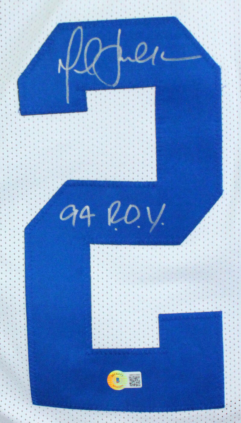 Marshall Faulk Autographed White Pro Style Jersey w/ROY- Beckett W Hologram