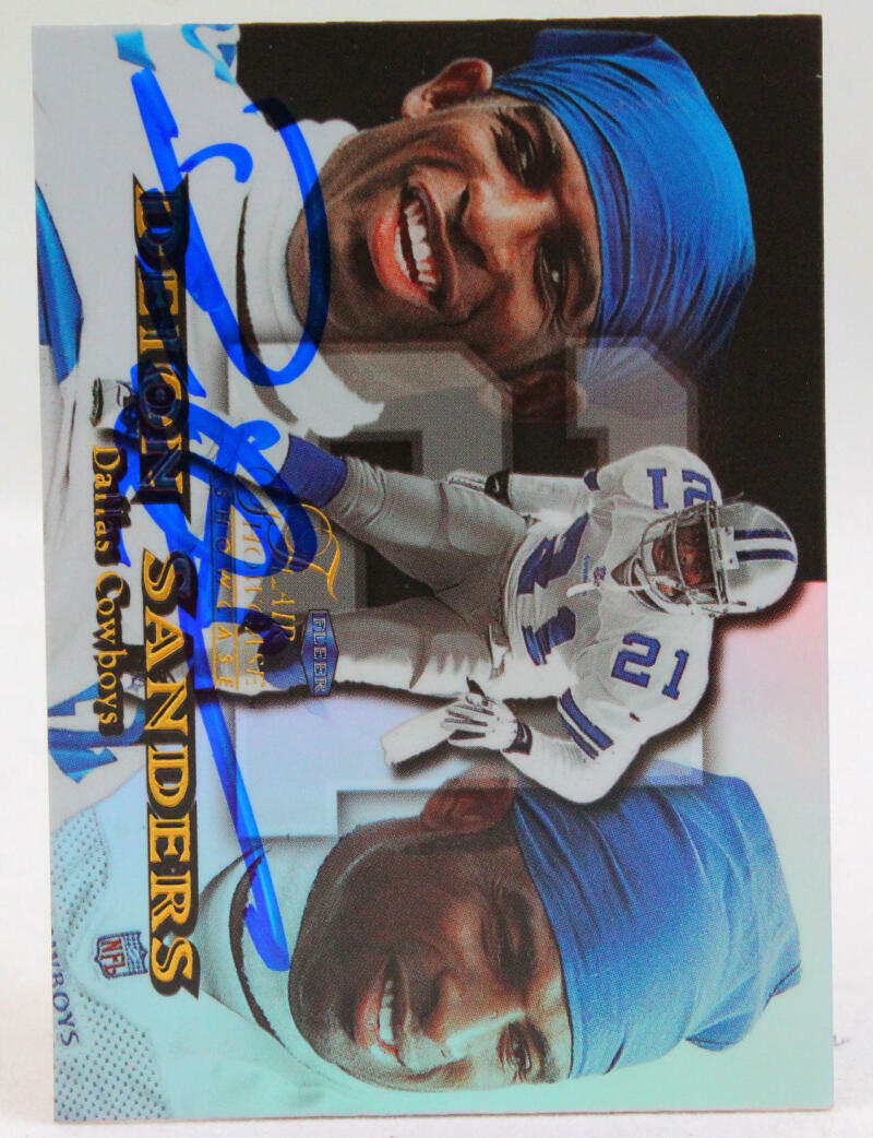 1999 Flair Showcase Row 3 #150 Deion Sanders Cowboys Auto Beckett Witness