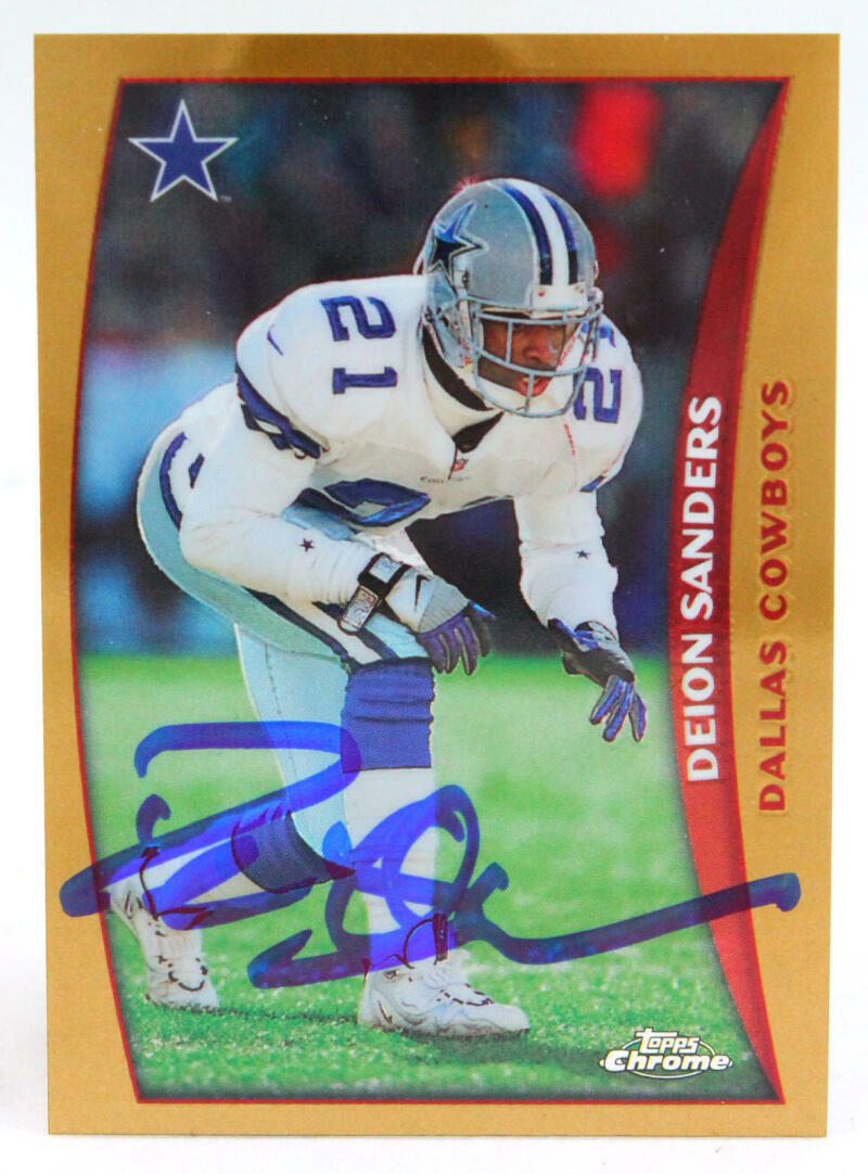 1998 Topps Chrome #5 Deion Sanders Cowboys Autograph Beckett Witness