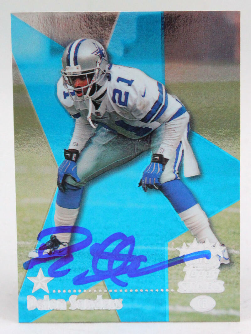 1999 Topps Stars #82 Deion Sanders Dallas Cowboys Autograph Beckett Witness