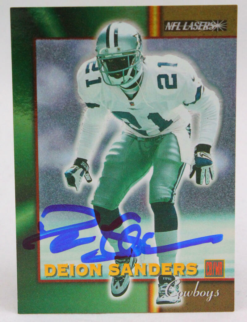 1996 NFL Lasers #37 Deion Sanders Dallas Cowboys Autograph Beckett Witness