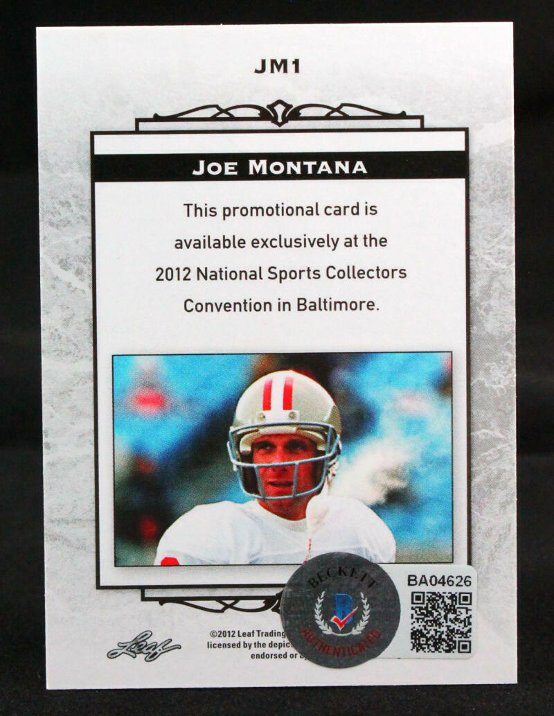 2012 Leaf National #JM1 Joe Montana San Francisco 49ers Auto Beckett Witness