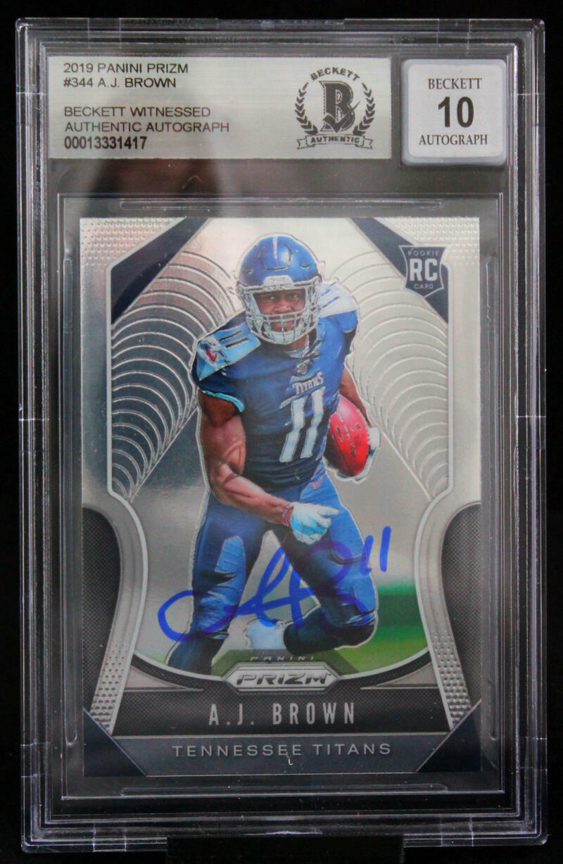2019 Panini Prizm #344 AJ Brown Tennessee Titans BGS Autograph 10