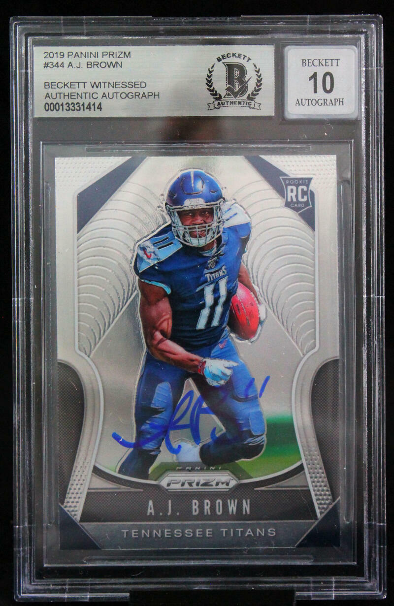 2019 Panini Prizm #344 AJ Brown Tennessee Titans BGS Autograph 10