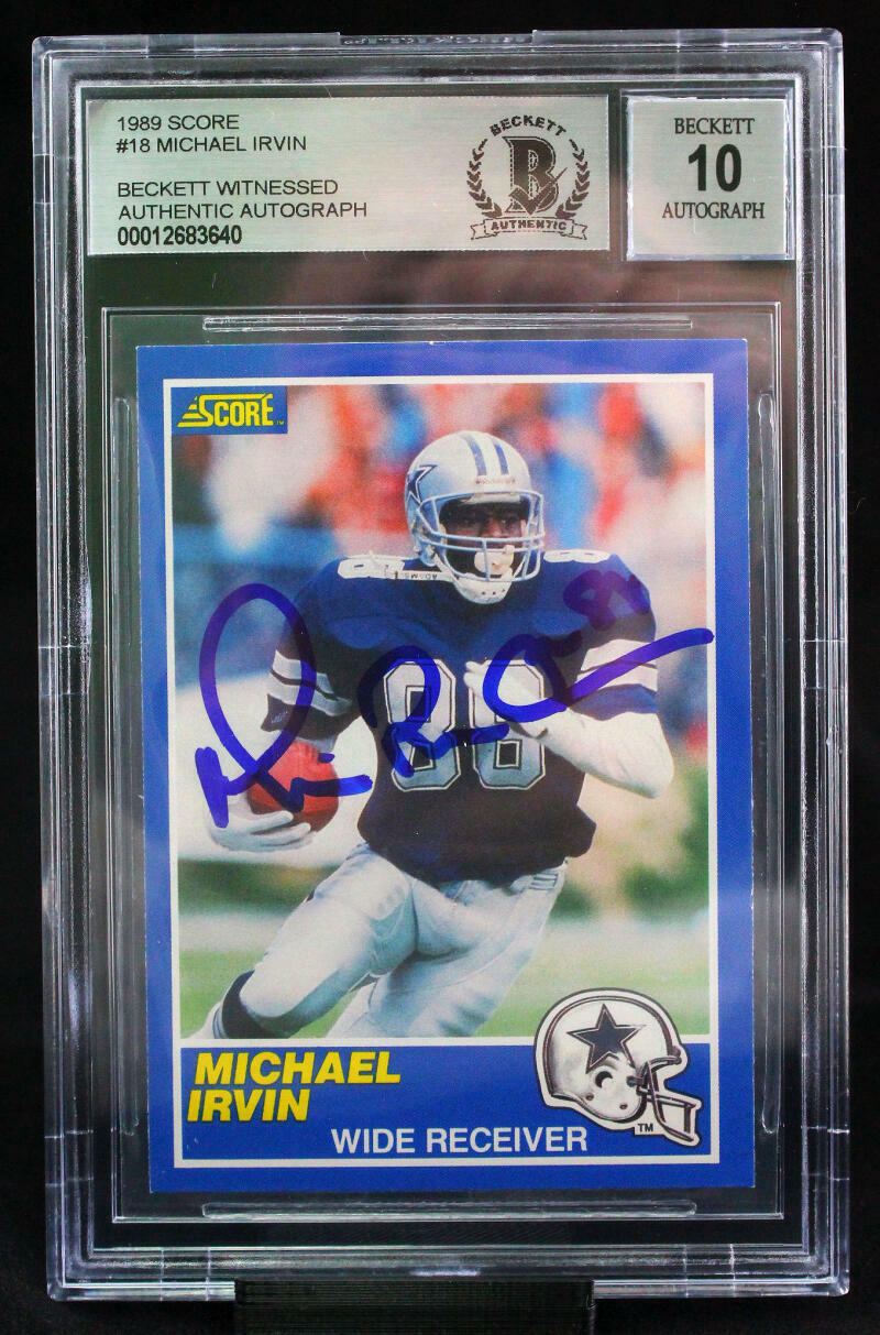 1989 Score #18 Michael Irvin Dallas Cowboys BGS Autograph 10