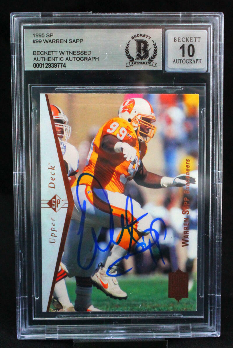 1995 SP #99 Warren Sapp Tampa Bay Buccaneers BGS Autograph 10