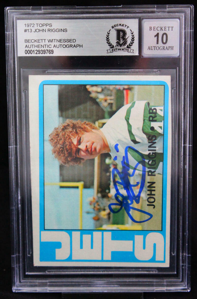 1972 Topps #13 John Riggins New York Jets BGS Autograph 10