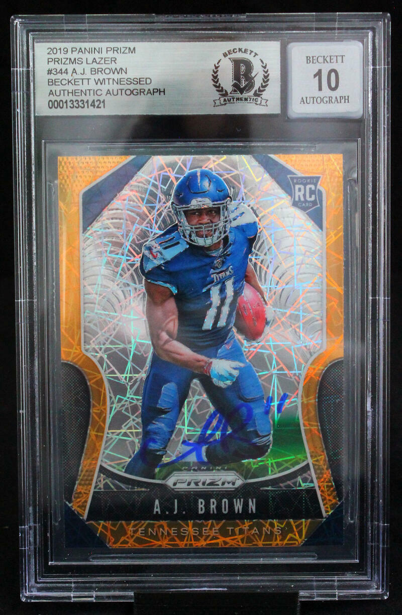 2019 Panini Prizm Lazer #344 AJ Brown Tennessee Titans BGS Autograph 10
