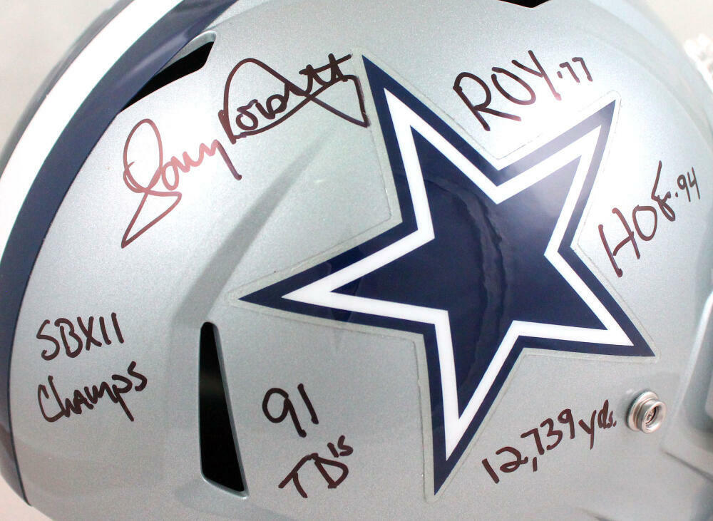 Tony Dorsett Autographed Dallas Cowboys F/S Speed Helmet w/5 Insc-JSA W *Black