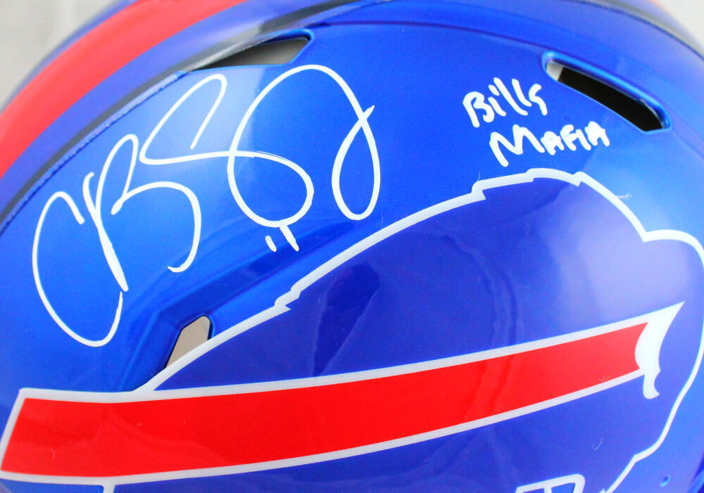 Cole Beasley Signed Bills F/S Flash Speed Authentic Helmet w/Insc.-BeckettW Holo