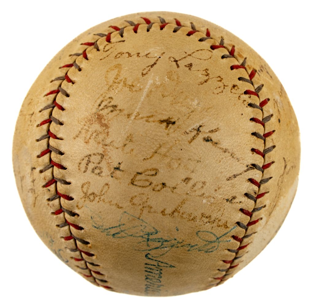 Babe Ruth Lou Gehrig Mantle Signed 1928 Yankees Team Signed AL Baseball JSA LOA