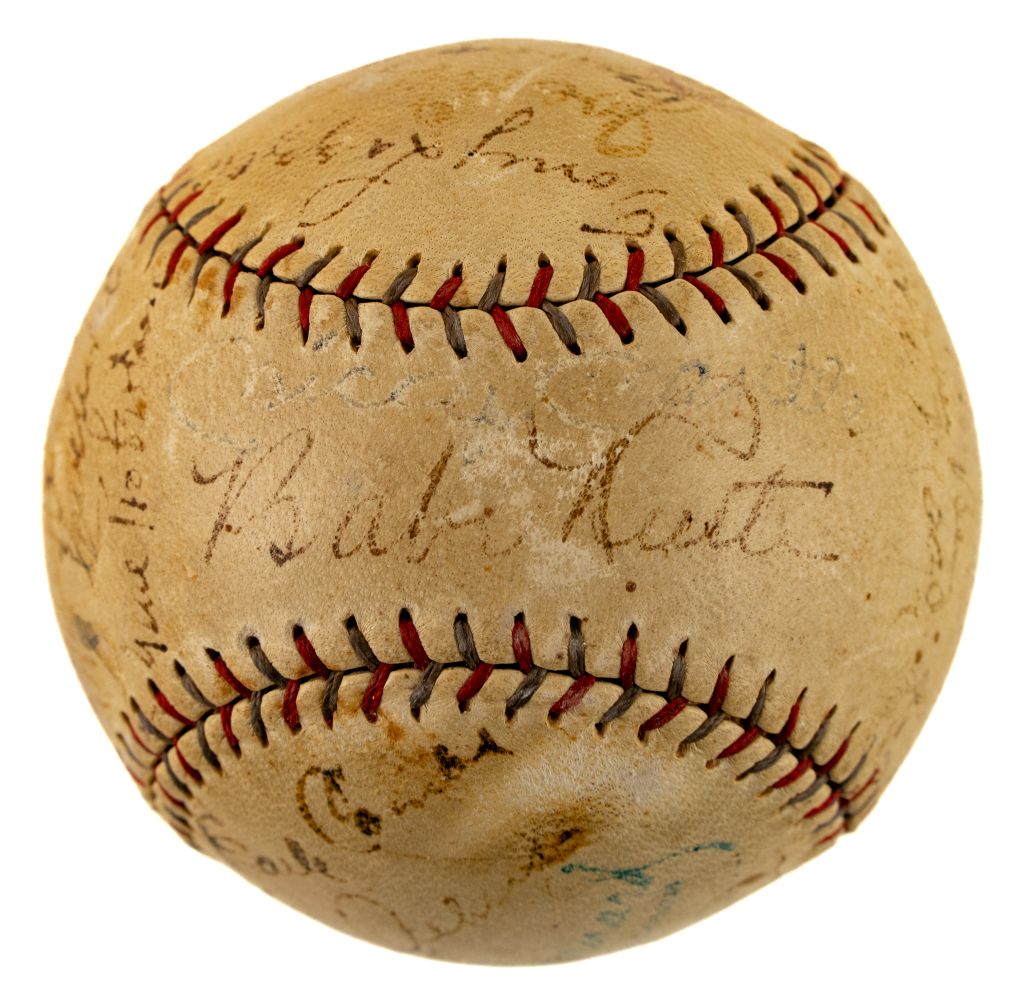 Babe Ruth Lou Gehrig Mantle Signed 1928 Yankees Team Signed AL Baseball JSA LOA