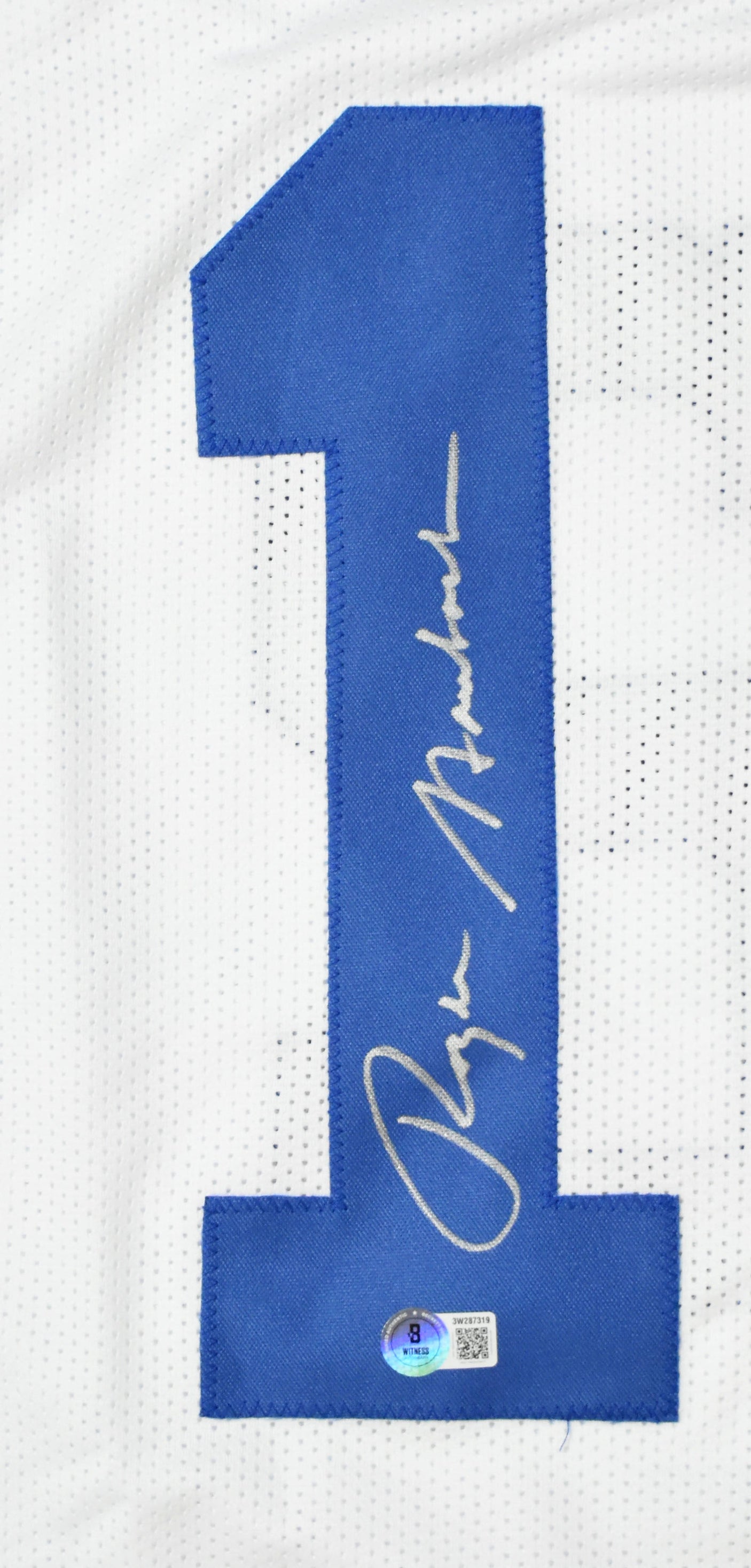 Roger Staubach Autographed White Pro Style Jersey- Beckett W Hologram *Silver