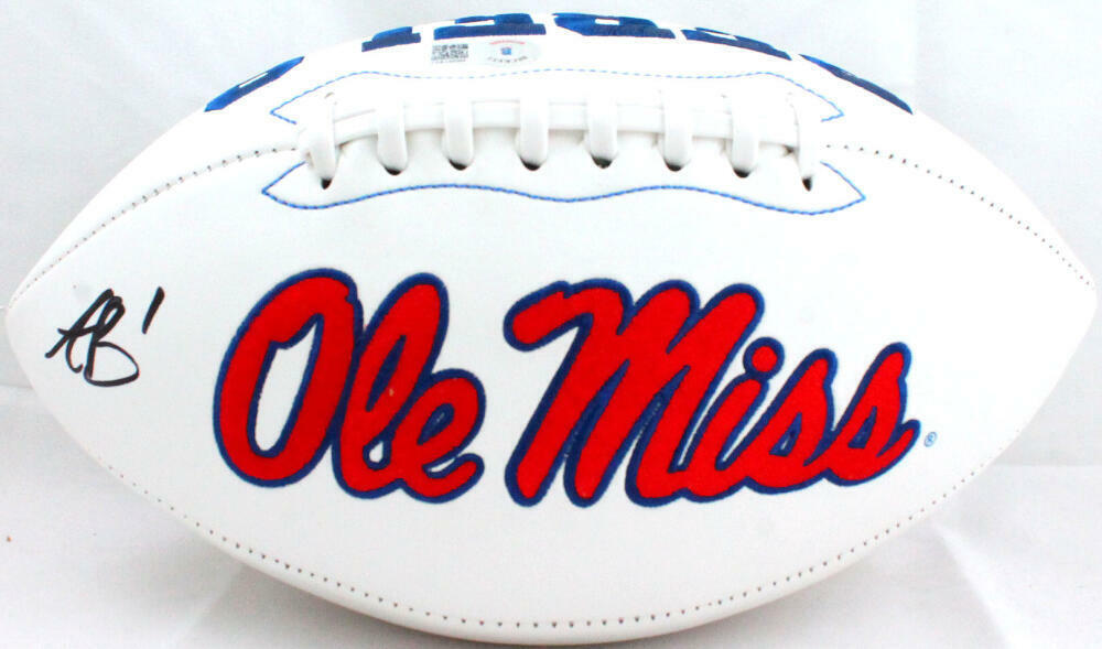 A.J. Brown Autographed Ole Miss Rebels Logo Football-Beckett W Hologram *Black