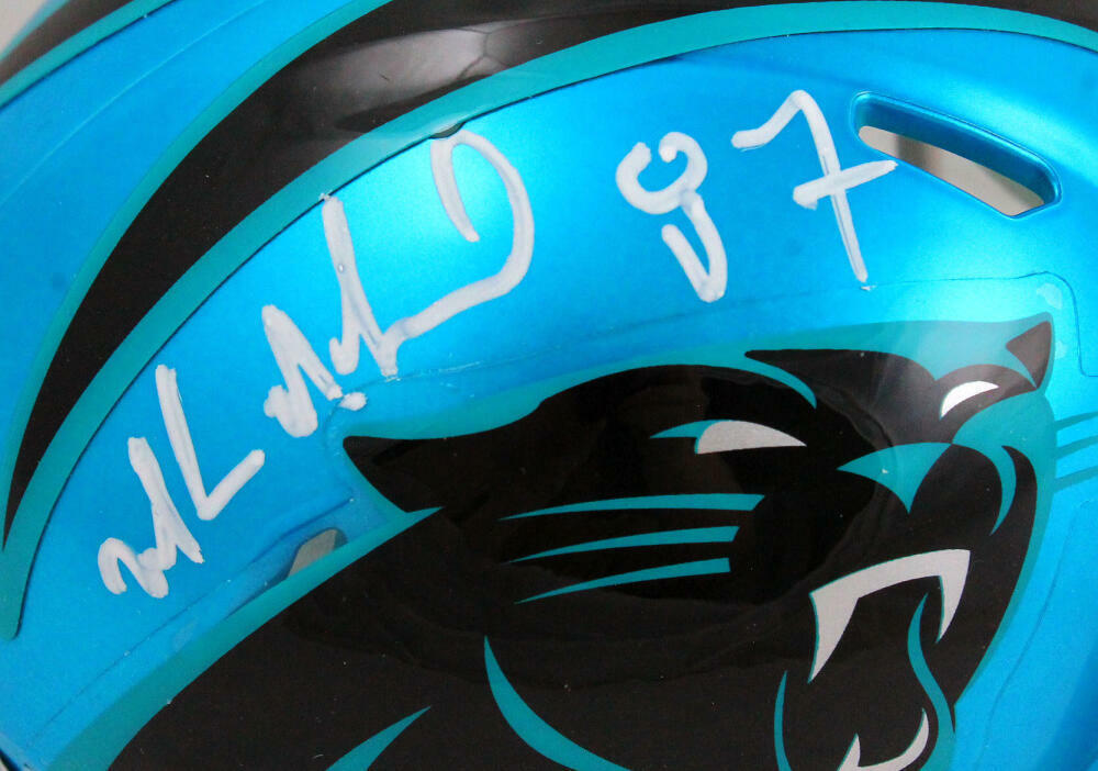 Muhsin Muhammad Autographed Carolina Panthers Flash Speed Mini Helmet-BAW Holo