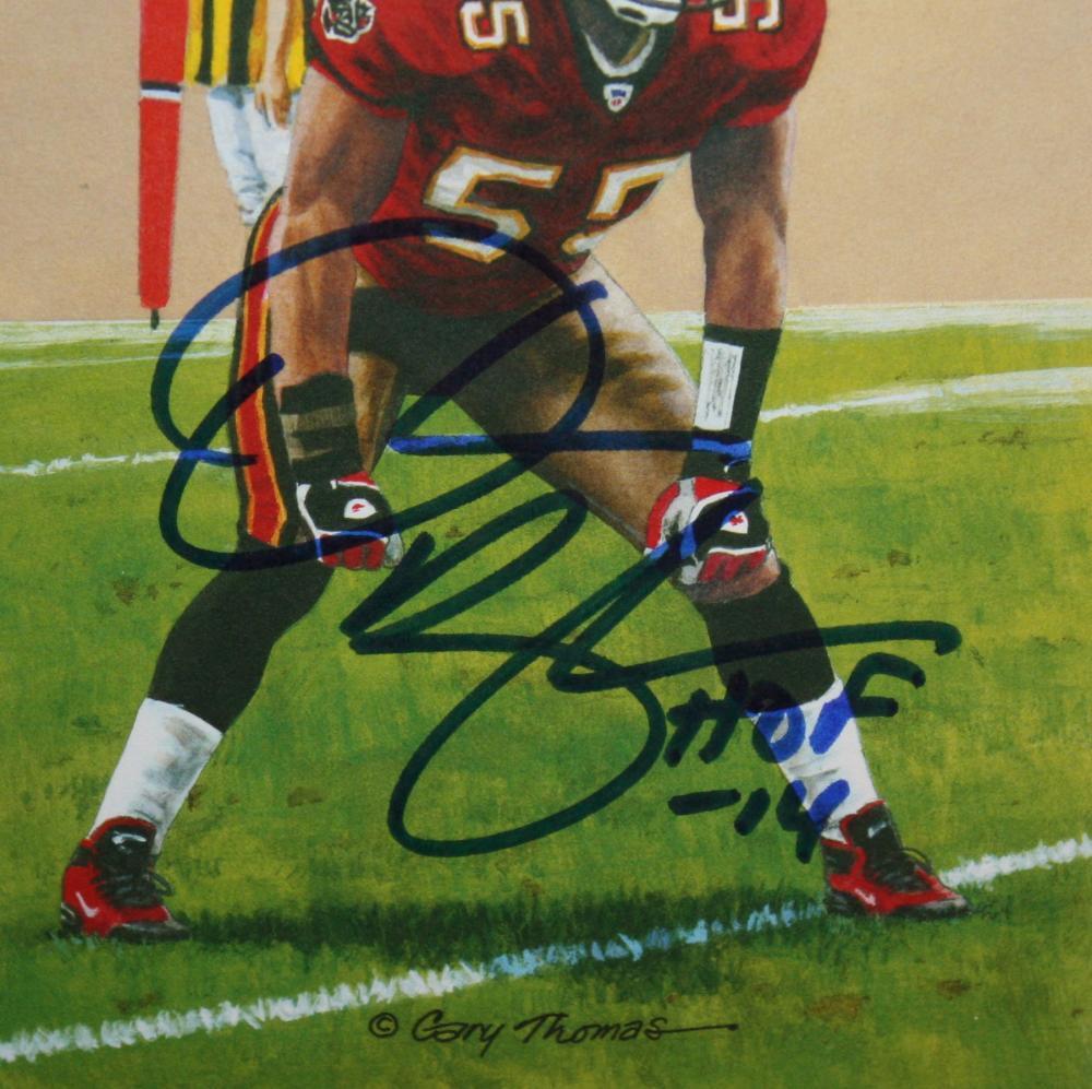 Derrick Brooks Signed TB Buccaneers Goal Line Art Card w/ HOF-JSA W Auth *Blue L