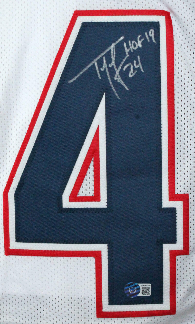 Ty Law Autographed White Pro Style Jersey w/HOF-Beckett W Hologram *Silver