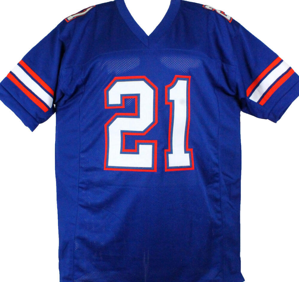 Fred Taylor Autographed Blue College Style Jersey w/ 96 Natl Champs-BAW Holo