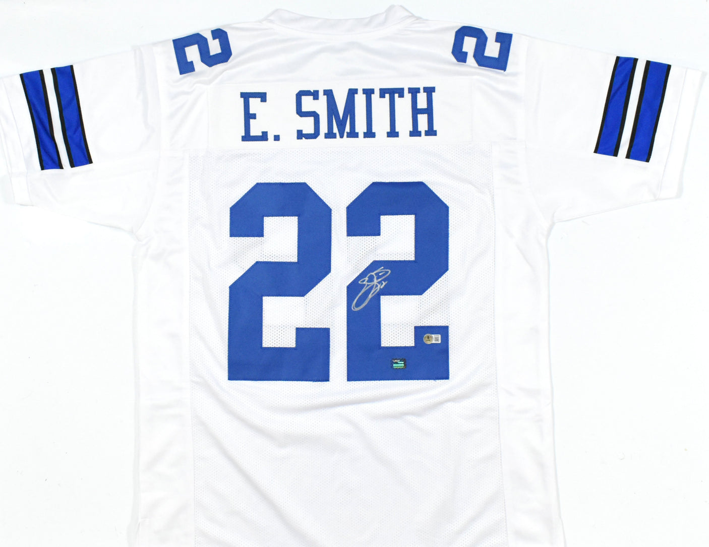 Emmitt Smith Autographed White Pro Style Jersey *R2-Beckett W Hologram *Silver