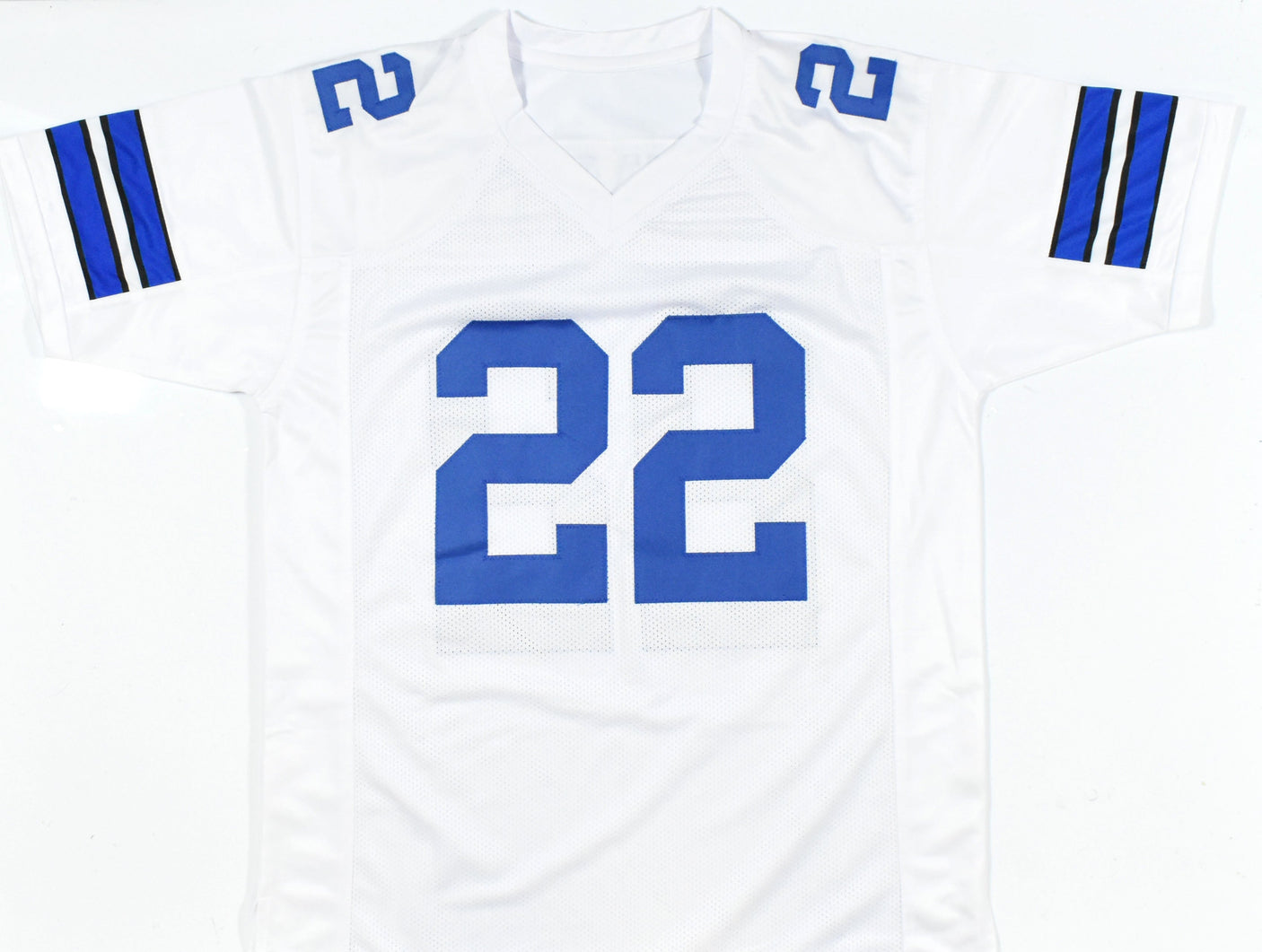 Emmitt Smith Autographed White Pro Style Jersey *R2-Beckett W Hologram *Silver