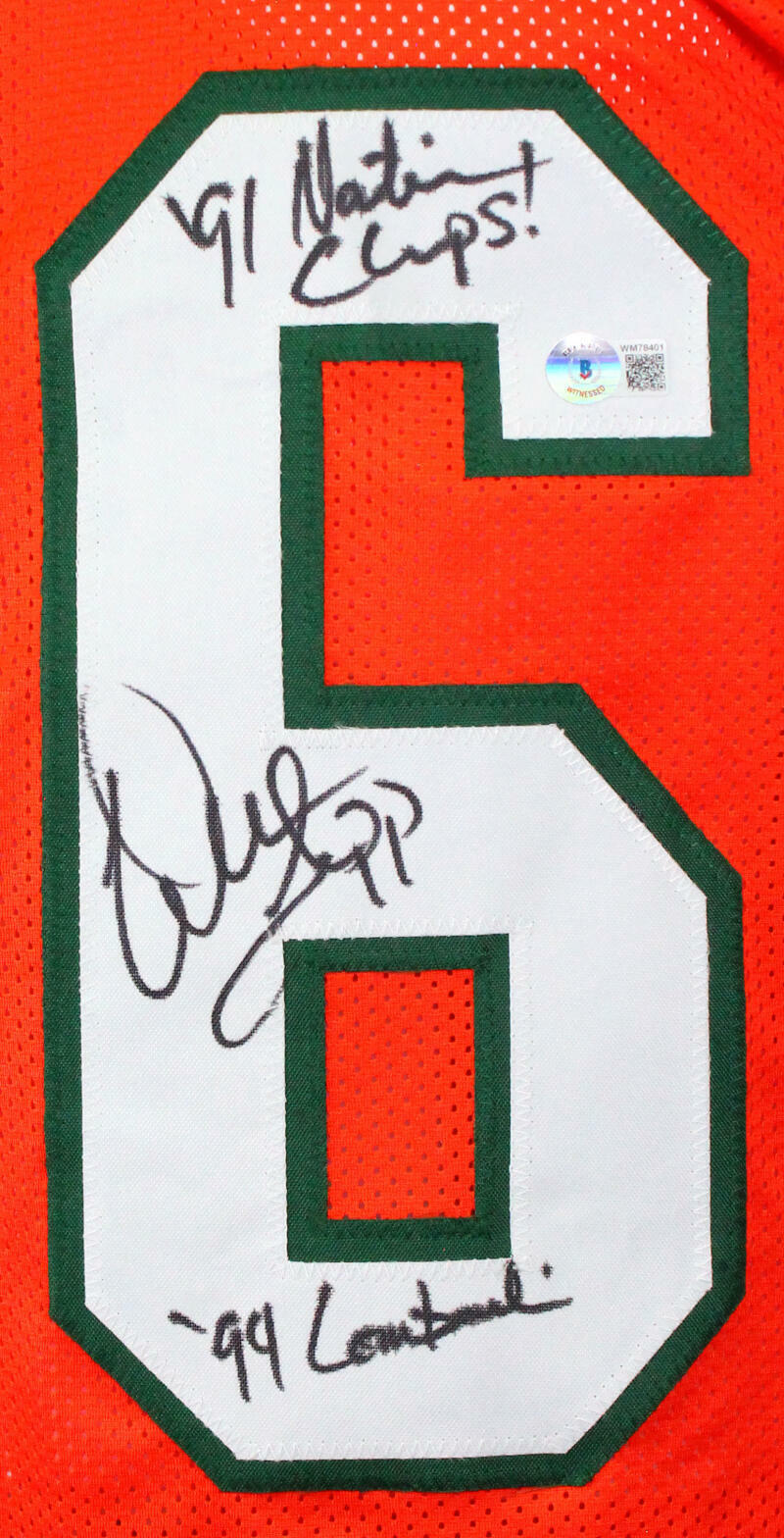 Warren Sapp Autographed Orange College Style Jersey w/2insc.-Beckett W Hologram