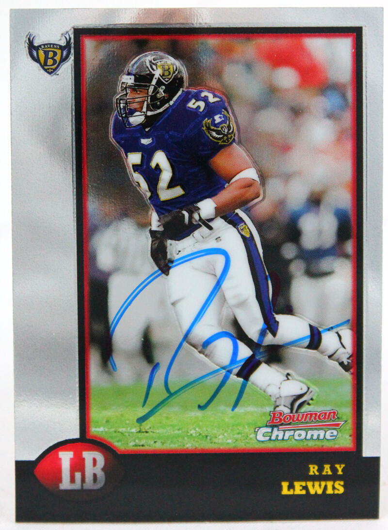 1998 Bowman Chrome #172 Ray Lewis Baltimore Ravens Autograph Beckett Witness