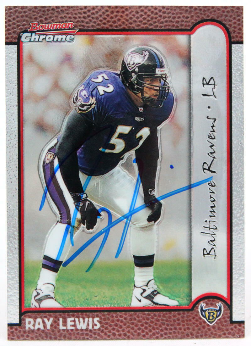 1999 Bowman Chrome #27 Ray Lewis Baltimore Ravens Autograph Beckett Witness