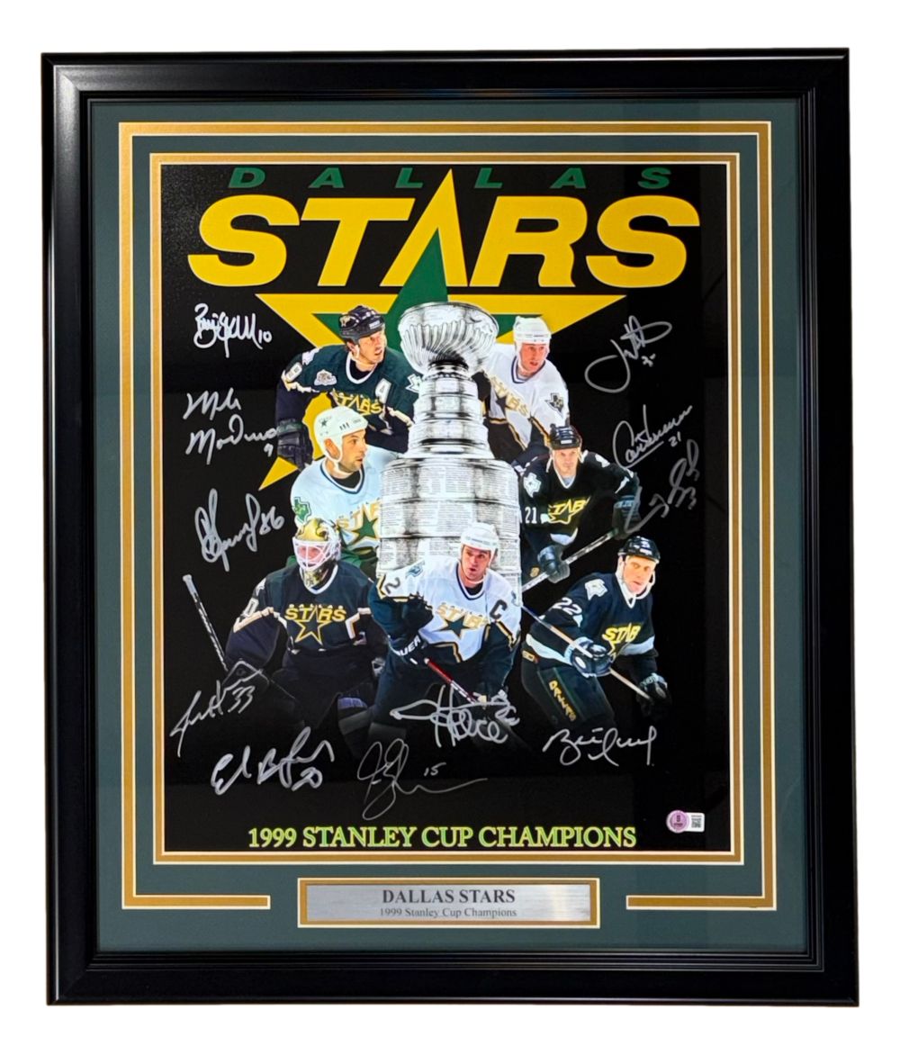 1998/99 Dallas Stars (10) Team Signed Framed 16x20 Stanley Cup Collage Photo BAS
