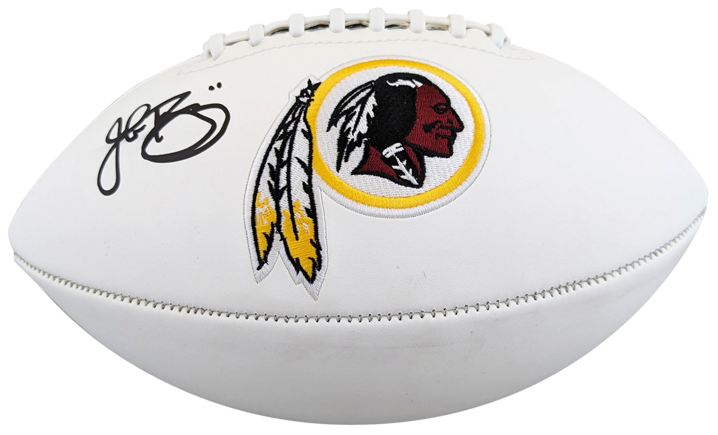 Redskins John Riggins Signed Rawlings White Panel Logo Football W/ Case BAS Wit
