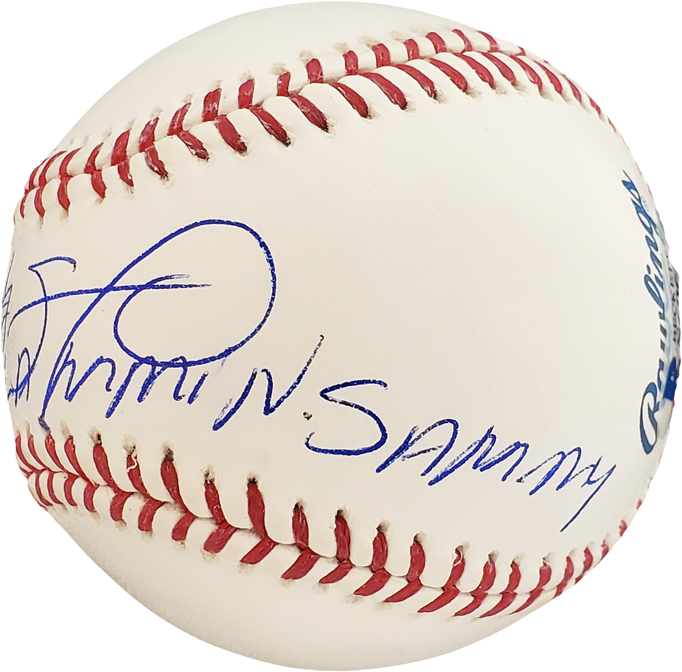 Sammy Sosa Autographed Official MLB Baseball Chicago Cubs "Slammin Sammy" Beckett BAS Stock #177578