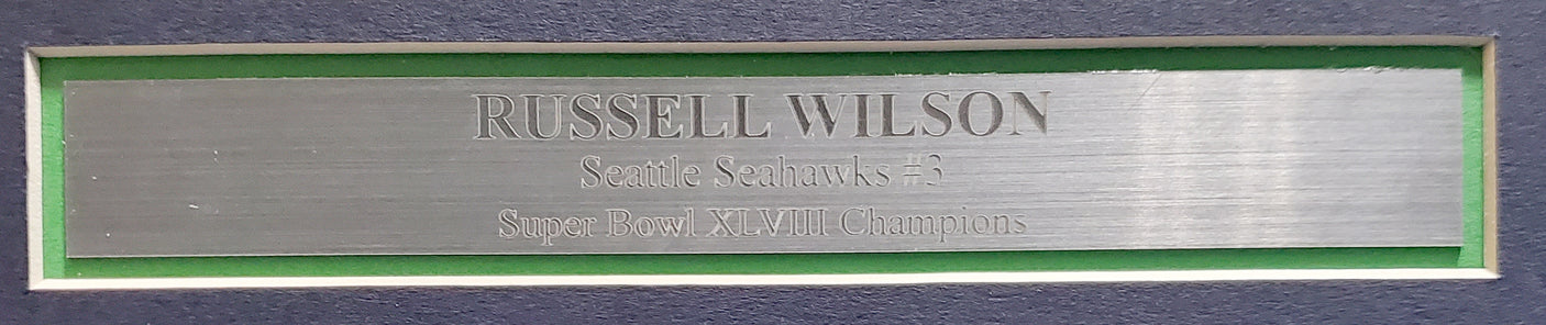Seattle Seahawks Russell Wilson Autographed Action Green Nike Framed Jersey RW Holo Stock #185764