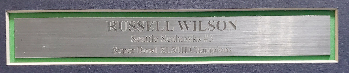 Seattle Seahawks Russell Wilson Autographed Action Green Nike Framed Jersey RW Holo Stock #185764