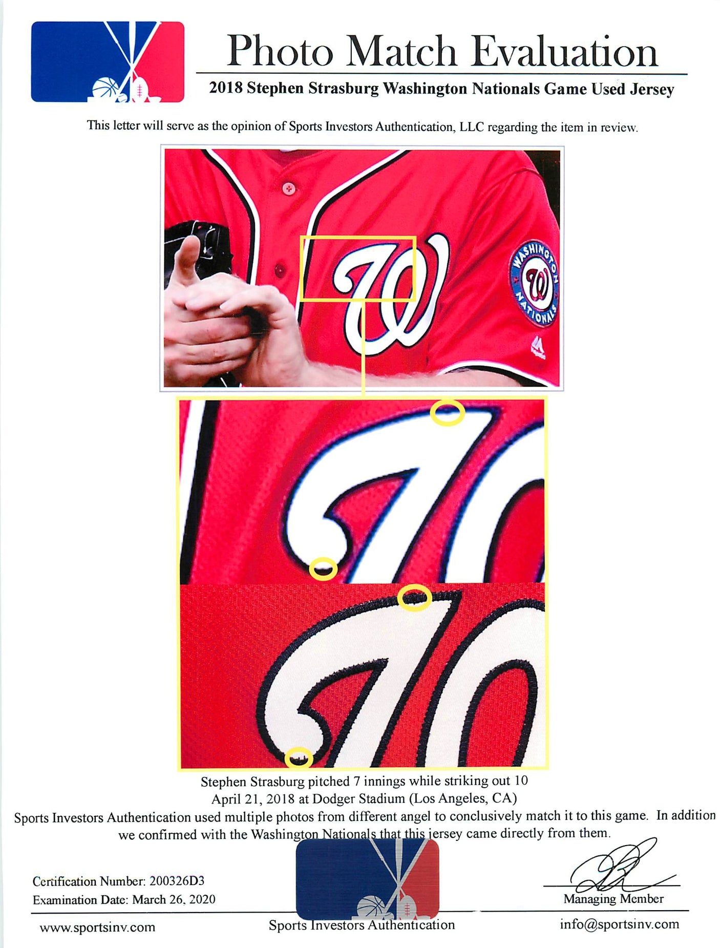 Nationals Stephen Strasburg 2018 Game Used Red Majestic Flexbase Jersey MLB