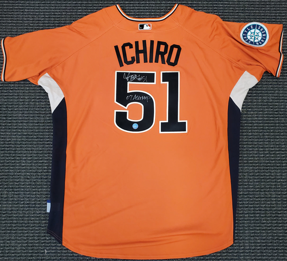 Seattle Mariners Ichiro Suzuki Autographed Orange Majestic 2007 All-Star Game Jersey "07 ASG MVP" Size XXL IS Holo Stock #189998