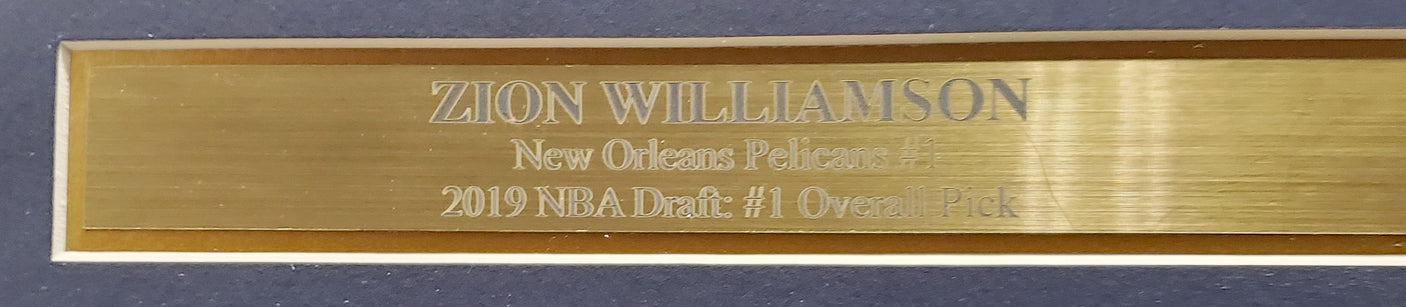 New Orleans Pelicans Zion Williamson Autographed Framed Blue Nike Jersey Fanatics Stock #191193