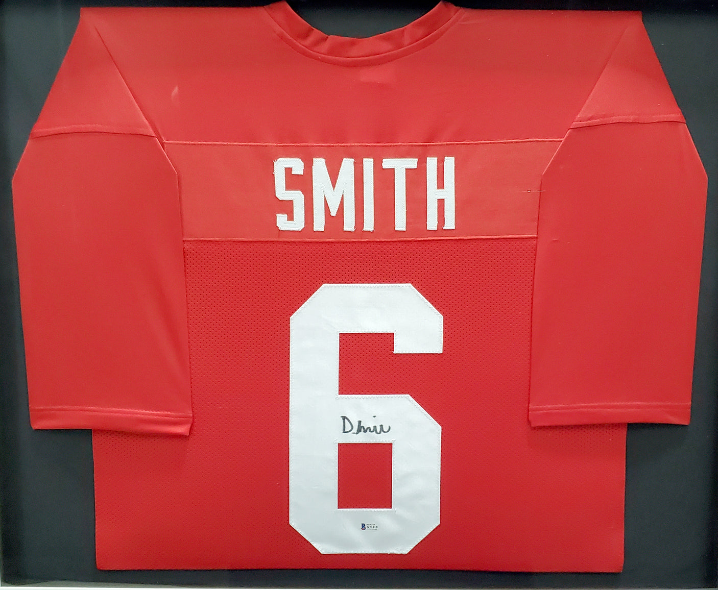 Alabama Crimson Tide Devonta Smith Autographed Framed Red Jersey Beckett BAS Stock #195228