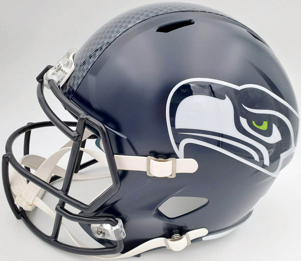 Russell Wilson Autographed Seattle Seahawks Full Size Replica Speed Helmet "SB XLVIII Champs" In Silver RW Holo Stock #94268