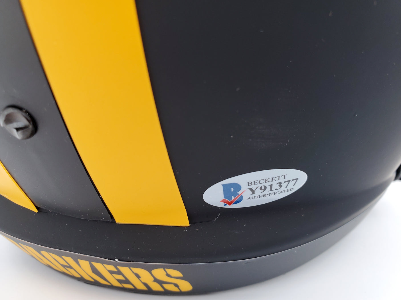 Davante Adams Autographed Green Bay Packers Black Eclipse Full Size Speed Replica Helmet Beckett BAS Stock #185688