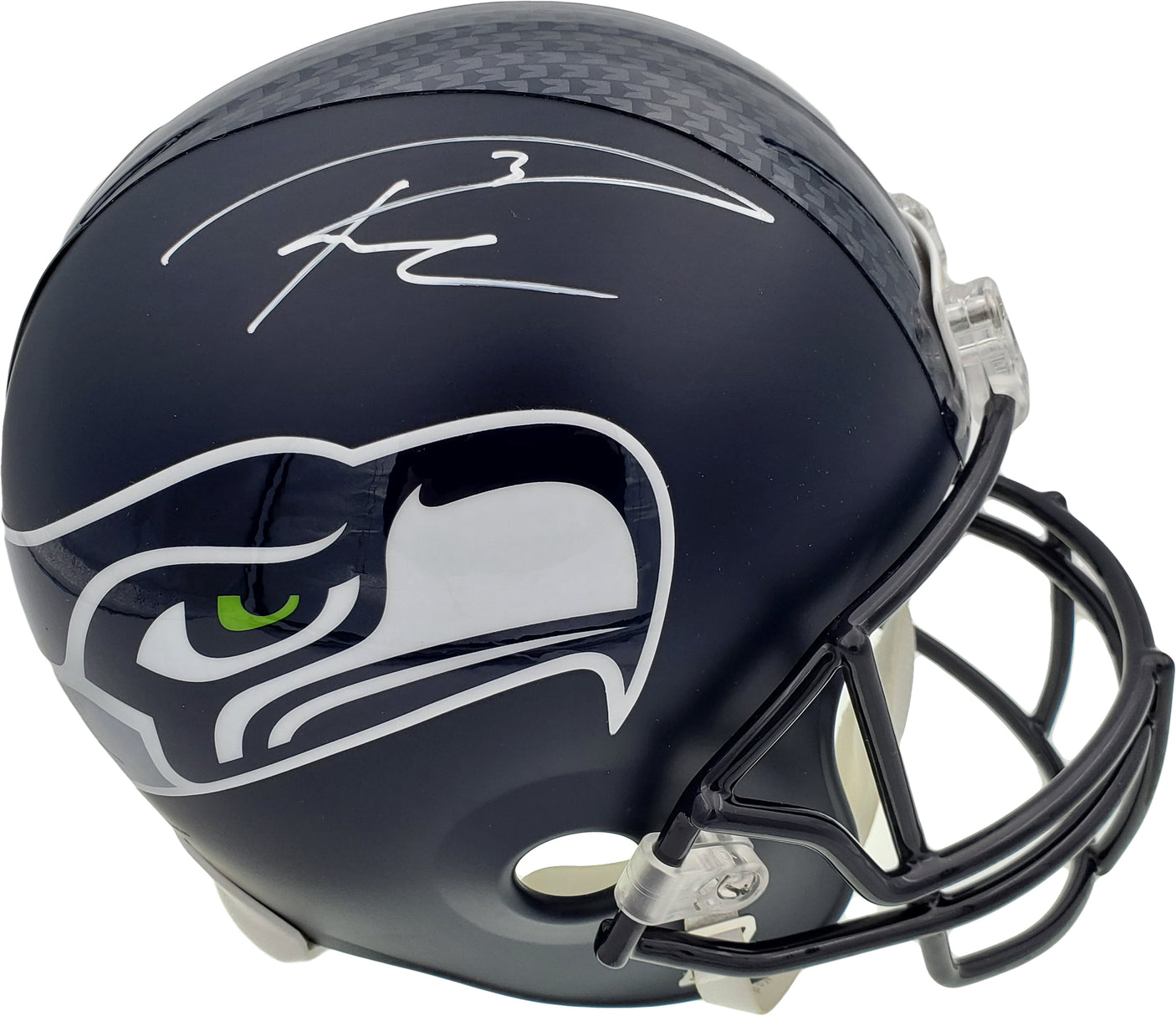 Russell Wilson Autographed Seattle Seahawks Full Size Replica Helmet In White RW Holo Stock #178967